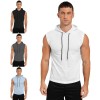 Men Casual Hooded Sleeveless Bodybuilding T-shirt Fitness Workout Gym Tank Top