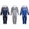 Unisex Mens Plain Aztec 1Onesie Zip Up All In One Hooded Jumpsuit Sizes S-5XL 