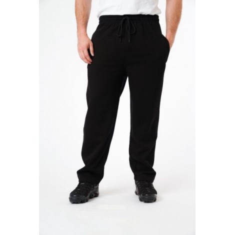 Mens Fleece Trousers Joggers Open Hem Bottoms Plain Zip Pocket Track Pants M-5XL