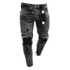 Spring and Summer Male Personality Ripped Black Casual Skinny Zipper Jeans