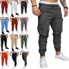 UK Mens Elasticated Waist Cargo Combat Work Trousers Joggers Pocket Cuffed Pants
