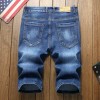 2021 Mens Summer Denim Shorts Destroyed Jeans Chinese dragon Embroidery Midpants