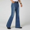 Men Bell Bottoms Jeans Flared Denim Pants 60S 70S Wide Leg Trousers Blue Casual