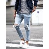 Spring and Summer Male Personality Fashion Hole Denim Pencil Pants Trousers