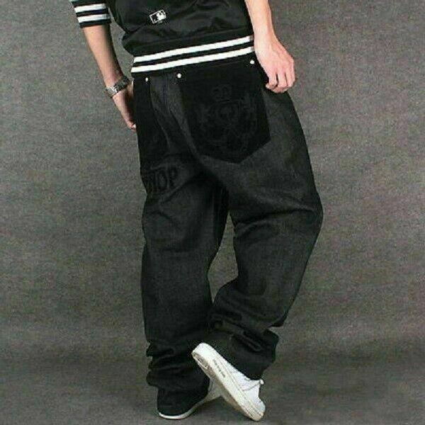 Men Black Loose Long...