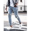 Spring and Summer Male Personality Fashion Hole Denim Pencil Pants Trousers