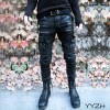 Punk Rock Mens Fashion Black Zip Gothic Hip-hop Denim DJ pencil Pants Trousers