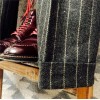 Men's British Mix Warm Retro Herringbone Trousers Woolen Striped Straight Pants/