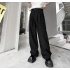Men's Fashion Retro Black Wide leg pants Youth Casual Loose Suit Pants Trousers
