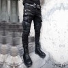 Punk Rock Mens Fashion Black Zip Gothic Hip-hop Denim DJ pencil Pants Trousers