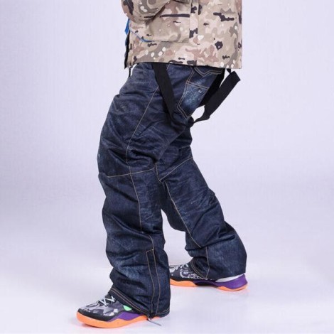 Winter Men's Waterproof Ski Pants Denim Outdoor Snowboard Windproof Snow Pants