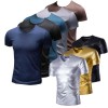 Mens Solid Color T-shirt Casual Breathable Round Neck Short Sleeve Slim Fit Tops