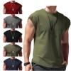 Mens Solid Color Muscle Tank Tops Vest Athletic Bodybuilding Sleeveless T-Shirt 