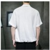 Men's Pullover T-shirt Linen Loose Solid Color Tee Summer Top V-neck