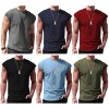Mens Solid Color Muscle Tank Tops Vest Athletic Bodybuilding Sleeveless T-Shirt 