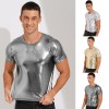 Mens Tops For Rave Festival Mens T-shirt Glossy Tank Vest Solid Color Crop Top
