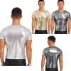 Mens Tops For Rave Festival Mens T-shirt Glossy Tank Vest Solid Color Crop Top