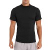 Mens Solid Color T-shirt Fashion Mock Neck Short Sleeve Casual Slim Fit Top