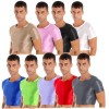 Mens Smooth Sports Crop Top Sportswear Slim Shirt Solid Color Work Out T-shirt 