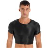 Mens Smooth Sports Crop Top Sportswear Slim Shirt Solid Color Work Out T-shirt 