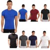 Mens Solid Color T-shirt Fashion Mock Neck Short Sleeve Casual Slim Fit Top