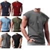 Mens Solid Color Muscle Tank Tops Vest Athletic Bodybuilding Sleeveless T-Shirt 