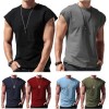 Mens Solid Color Muscle Tank Tops Vest Athletic Bodybuilding Sleeveless T-Shirt 