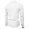 Men Pullover Shirt Stand Collar Long Sleeve Solid Color T-Shirts Workwear Tops