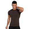 Mens Solid Color T-shirt Fashion Mock Neck Short Sleeve Casual Slim Fit Top