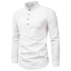 Men Pullover Shirt Stand Collar Long Sleeve Solid Color T-Shirts Workwear Tops