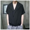 Men's Pullover T-shirt Linen Loose Solid Color Tee Summer Top V-neck