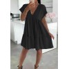 V-Neck Smock Dress Summer Beach Pleated Swing Mini Dress Top Womens Ladies New