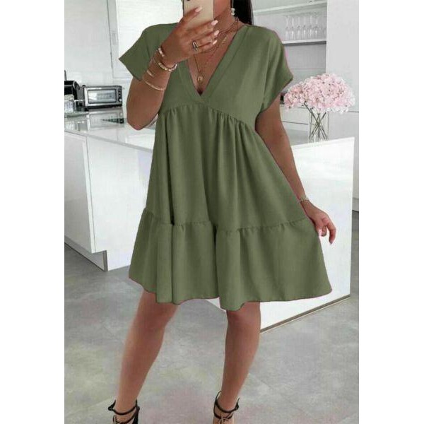 V-Neck Smock Dress S...