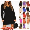 Ladies Womens V Plunge Neck Oversize Baggy Chunk Knit Sweater Jumper Dress Top