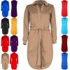 Womens Ladies Collared Curved Hem Waist Belted Button Long Sleeve Shirt Dress